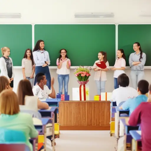 学生们为敬爱的老师表演节目作为致敬。