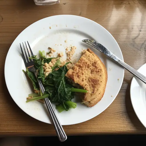 他只吃了自己那份食物的一部分。