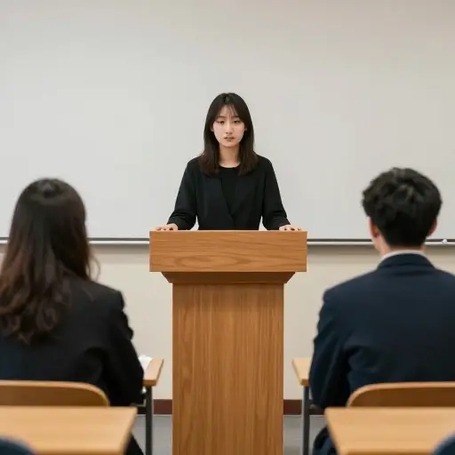 在辩论中，她保持了一个中立的立场。