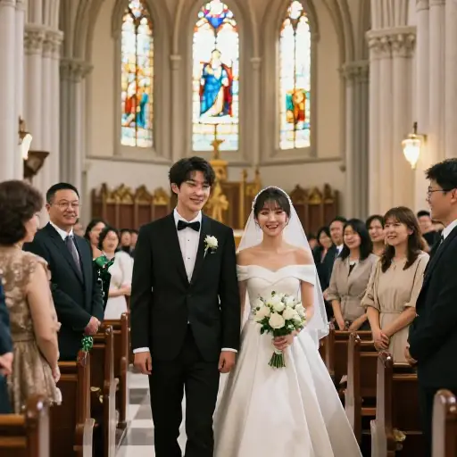 经过漫长的订婚期后，他们结婚了。