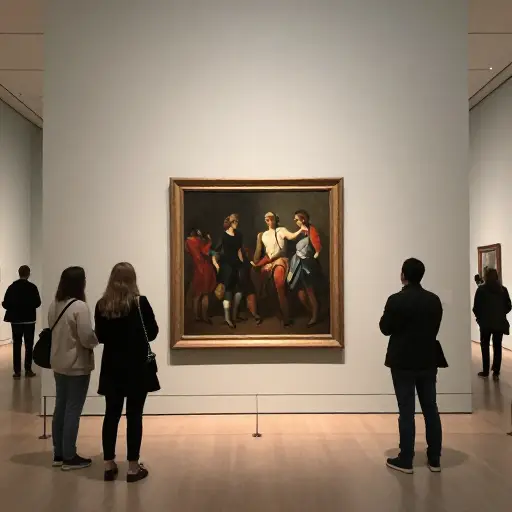 博物馆展出了一位知名艺术家的作品。