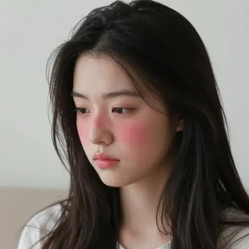 她因尴尬而脸红。