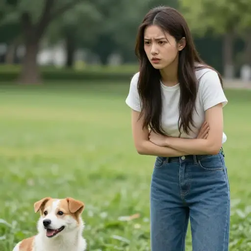 她总是对狗感到紧张。