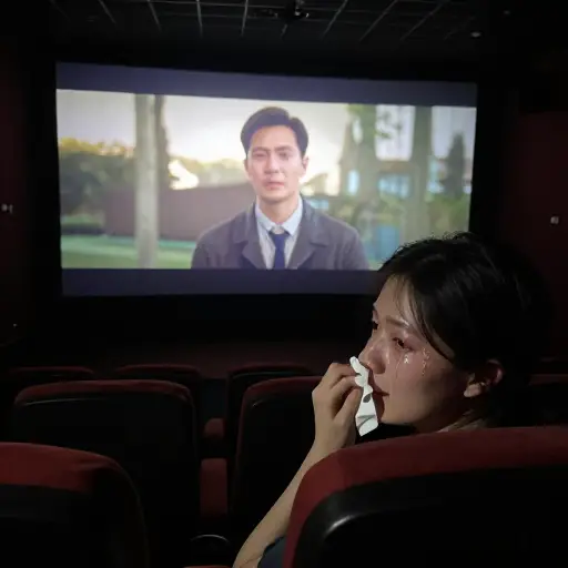 看电影时，有段时间我几乎要落泪了。