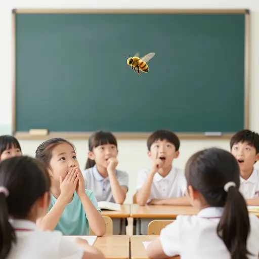 教室里有一只蜜蜂。