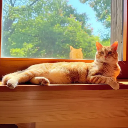 猫喜欢在窗台上晒太阳。