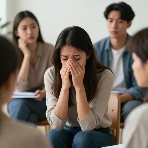 突然，我们小组的一名成员开始抽泣。