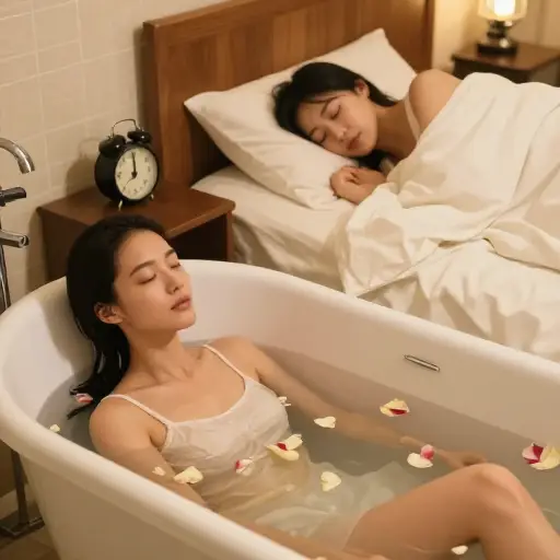 然后她洗了个放松的澡，20分钟后她就睡熟了。