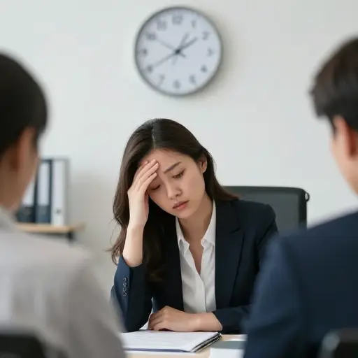 她被困在一个持续数小时的无休止会议中。