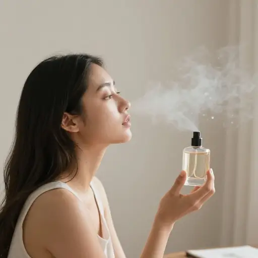香水的香气通过扩散慢慢充满整个房间。