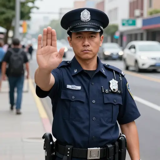 警察示意我们停下。