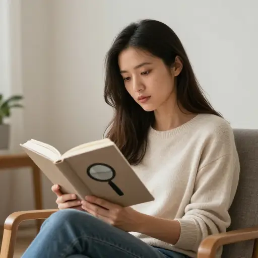 她正在读一个侦探故事。