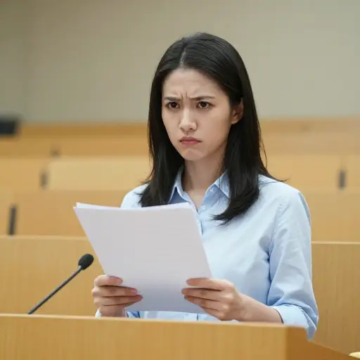 演讲前，她看起来紧张得不行。