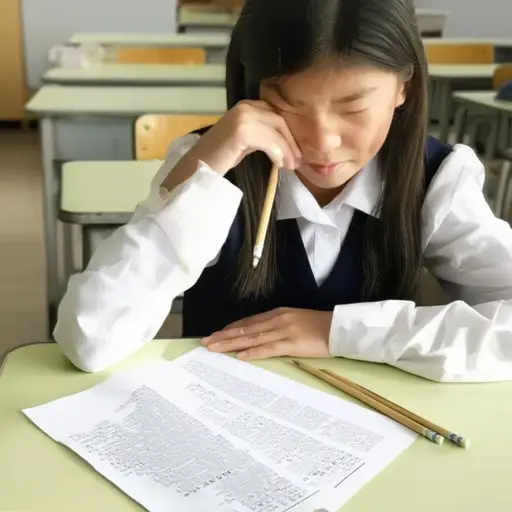 她假装头疼以避免参加考试。