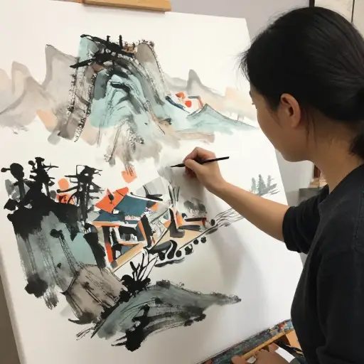 她的艺术风格非常独特，融合了传统和现代元素。