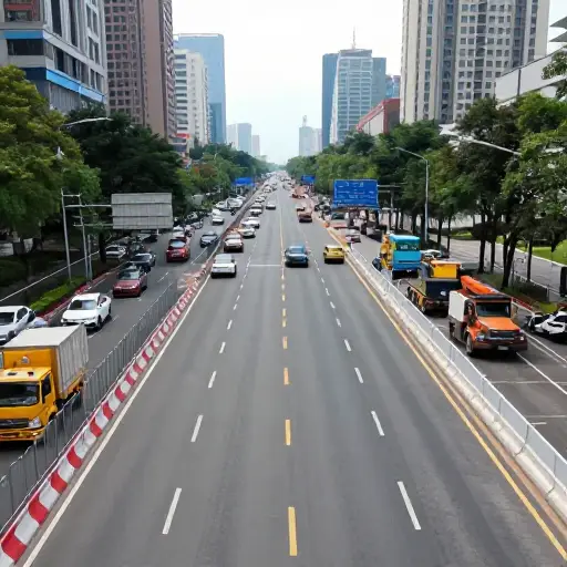 该市计划明年拓宽主干道以缓解交通。