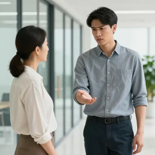 他犹豫地伸出手，不太确定对方是否会接受握手。