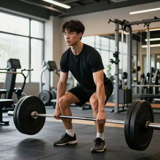 我哥哥喜欢在健身房举重。