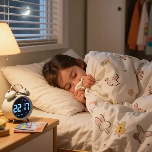灯灭了之后，妹妹不敢睁开眼睛。