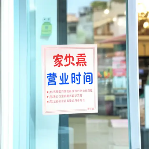 商店的营业时间写在门上。