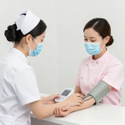 护士给我量了血压。