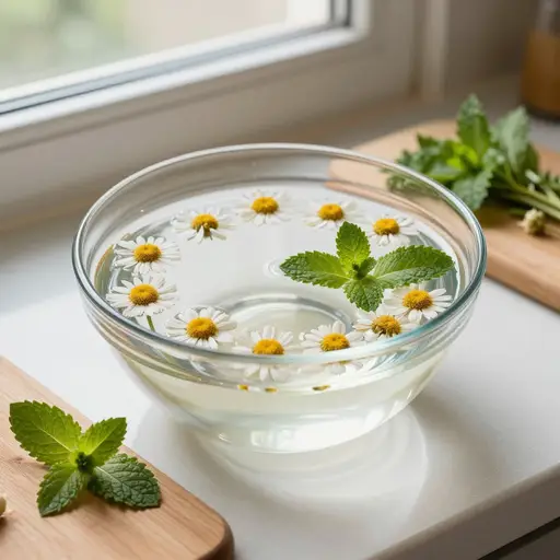 要制作这种花草饮品，需要将干花和薄荷叶在冷水中浸泡至少八个小时。