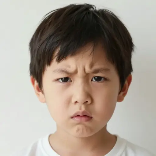 孩子脸上露出困惑的表情。