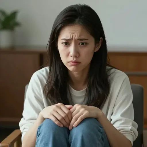 当她谈到袭击她的人时，她的声音在颤抖。