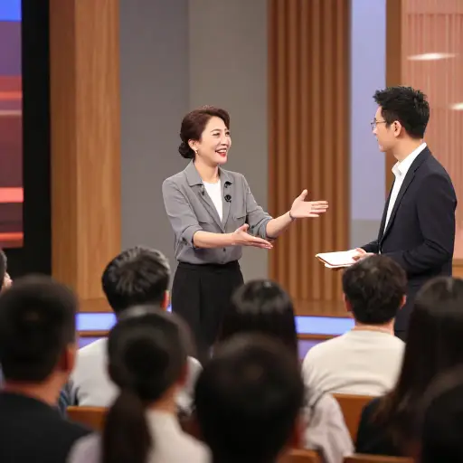 主持人热情地向演播室观众介绍了下一位嘉宾——一位畅销书作家。