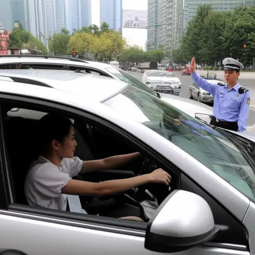 警察拦下了她，因为她超速驾驶。