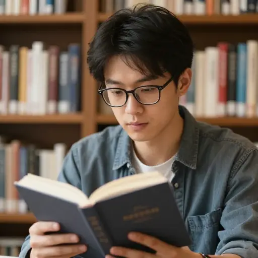 他的眼镜让他看起来更有书卷气。