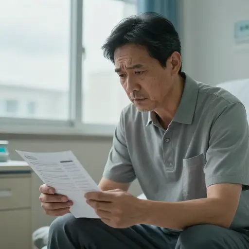 他正在艰难地接受他近期的医疗诊断结果。
