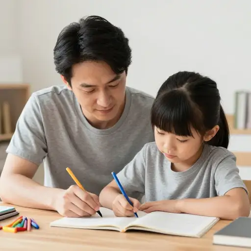 父母应该随时在手边帮助孩子做作业。