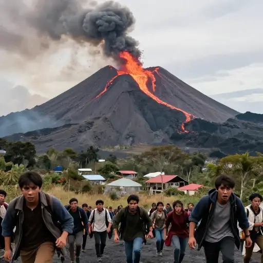 火山喷发迫使附近几个村庄的居民疏散。