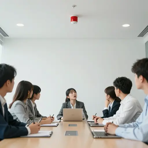 会议几乎还没开始，火警警报就响了。