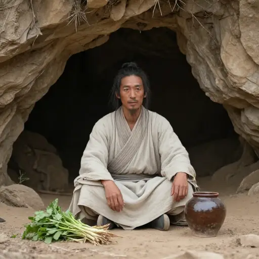 这位隐士过着苦行僧般的生活，拒绝一切物质享受。