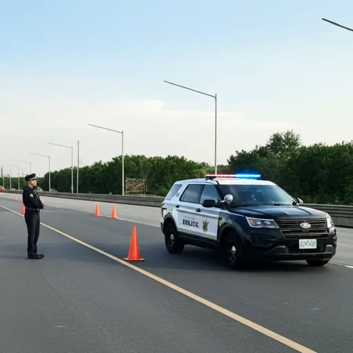 州警在高速公路上设置了检查站。