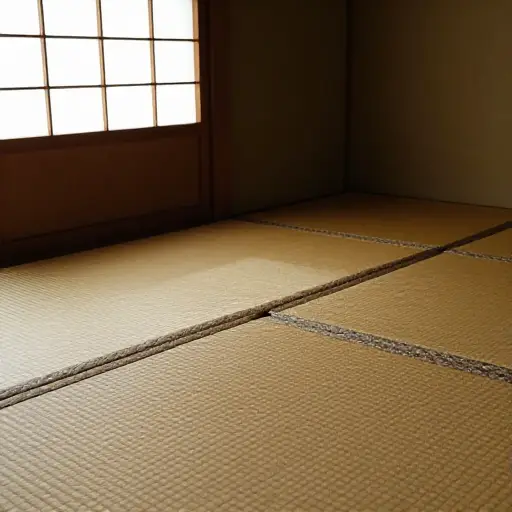 在传统的日本房间里，一种叫做榻榻米的稻草垫提供了舒适的地板覆盖。