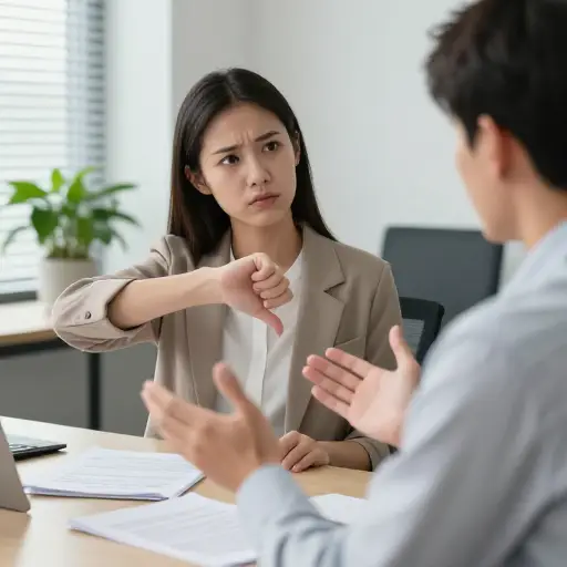 她摇头表示对提议的否定。