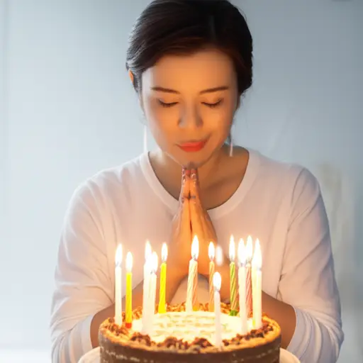妈妈在吹蜡烛之前许了个愿。