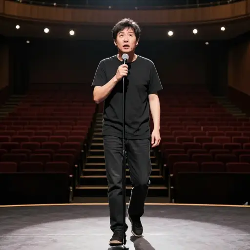他的演讲突然结束，他离开了舞台。