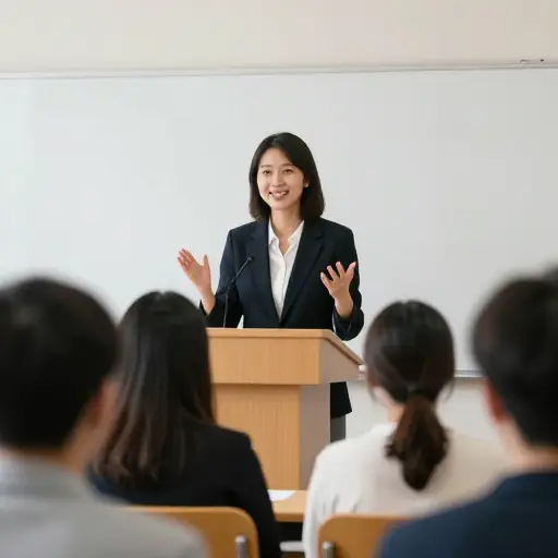 她在演讲期间自信地发言。