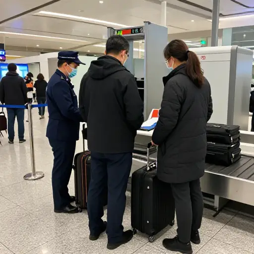 他们在机场被搜查了。