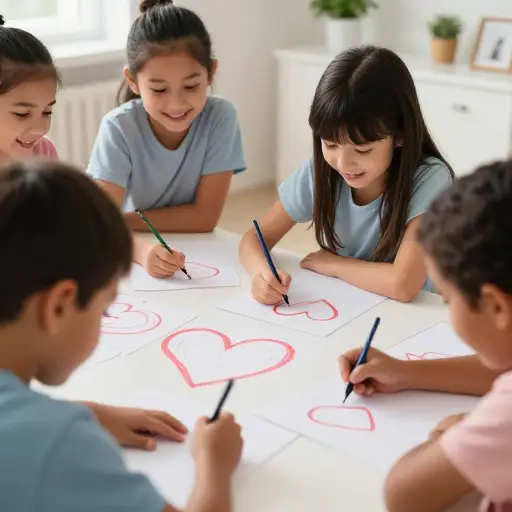 孩子们经常画一个心形来象征爱。