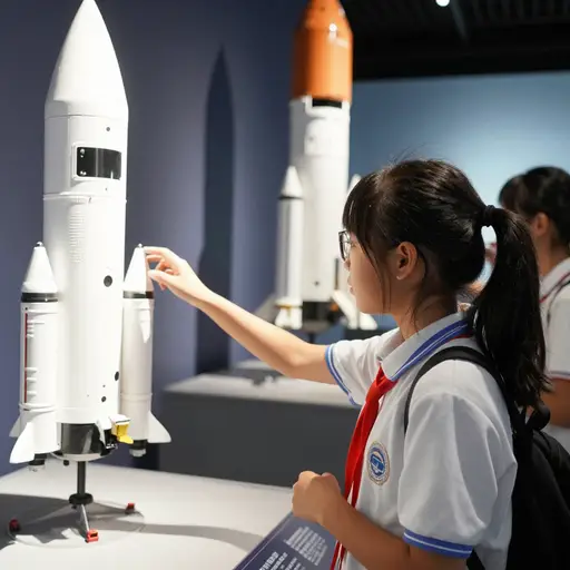 博物馆里有一个太空展览。