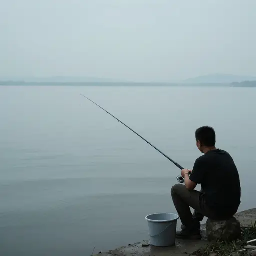 我们尝试钓鱼，但什么也没钓到，甚至连一只鞋都没有！