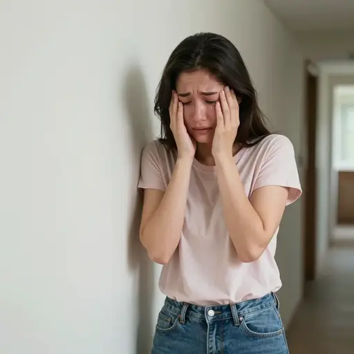 她突然哭了起来，跑出了房间。