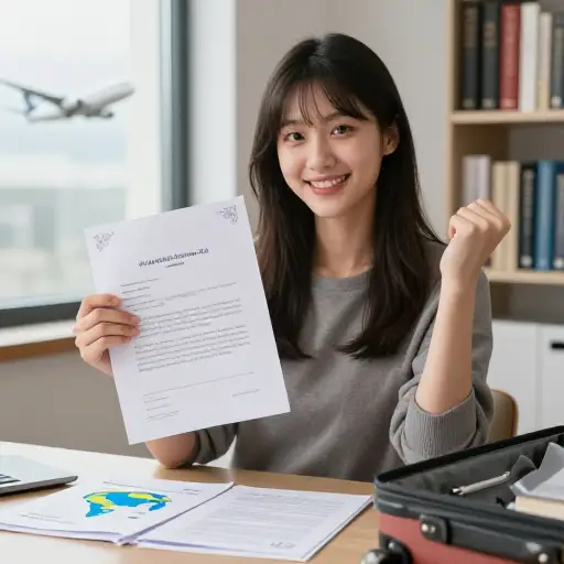 她成功申请到一笔奖学金，可以去国外深造了。