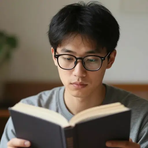 他相当近视，总是戴着眼镜。