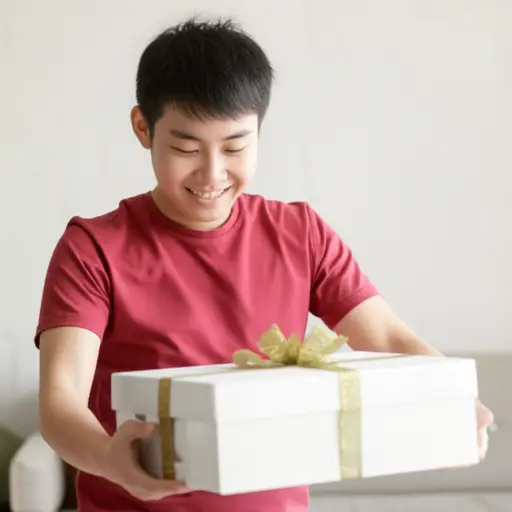 他收到礼物时表现出一阵由衷的感激之情。
